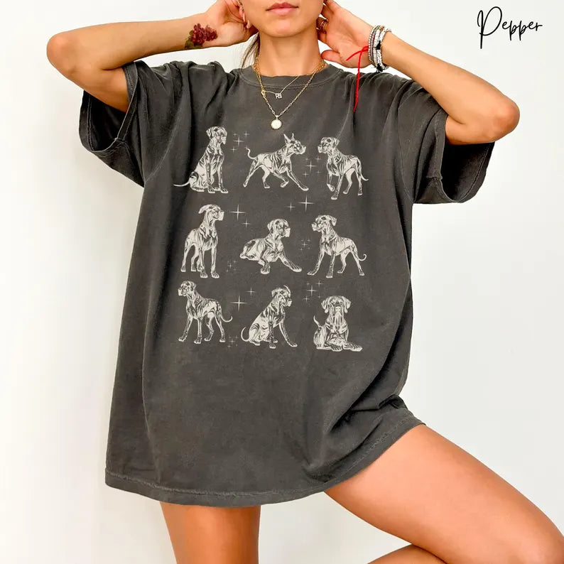 Great Dane 90s Vintage Tattoo Style Tshirt, Retro Comfort Colors® Y2k Great Dane Shirt, Dane Dog Lovers Gift, Gentle Giant Dog Mom Gift