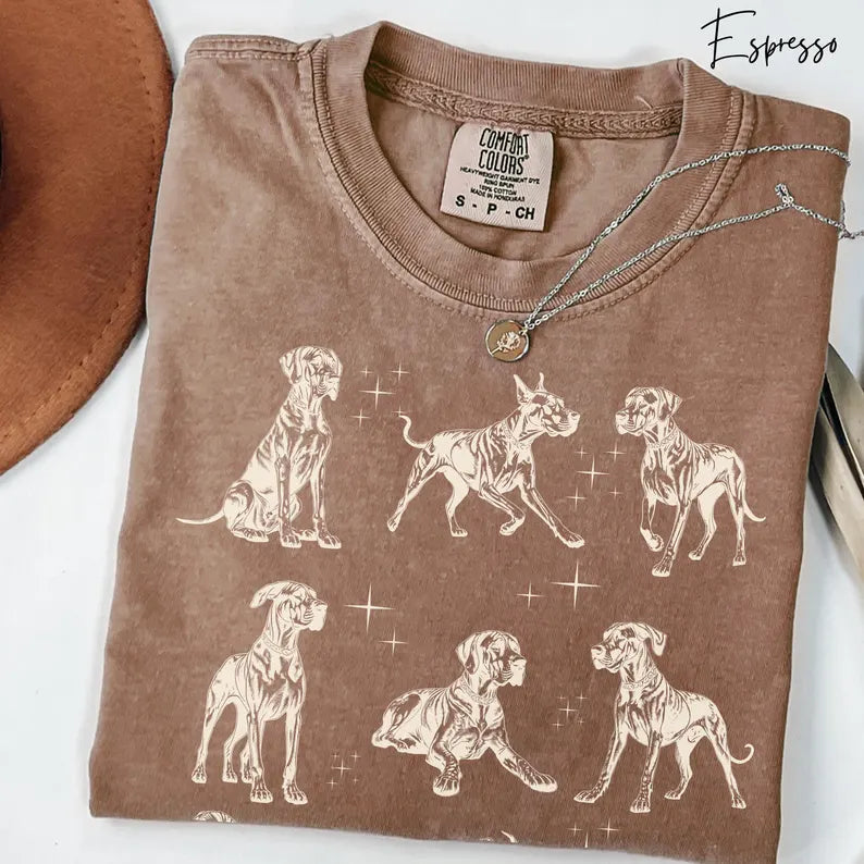 Great Dane 90s Vintage Tattoo Style Tshirt, Retro Comfort Colors® Y2k Great Dane Shirt, Dane Dog Lovers Gift, Gentle Giant Dog Mom Gift