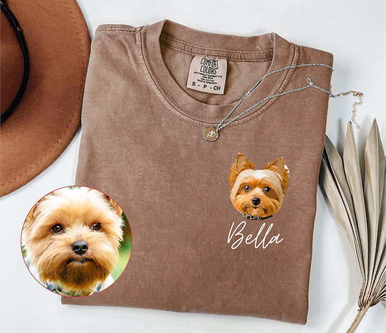 Comfort Colors® Custom Pet Shirt, Pet photo and name, Personalized Pet Portrait Shirt, Custom Dog Cat Graphic Tee, Pet Lover Gift, Dog Lover