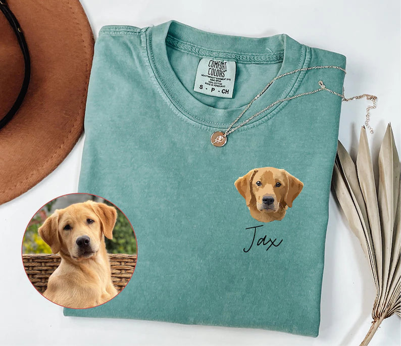 Comfort Colors® Custom Pet Shirt, Pet photo and name, Personalized Pet Portrait Shirt, Custom Dog Cat Graphic Tee, Pet Lover Gift, Dog Lover