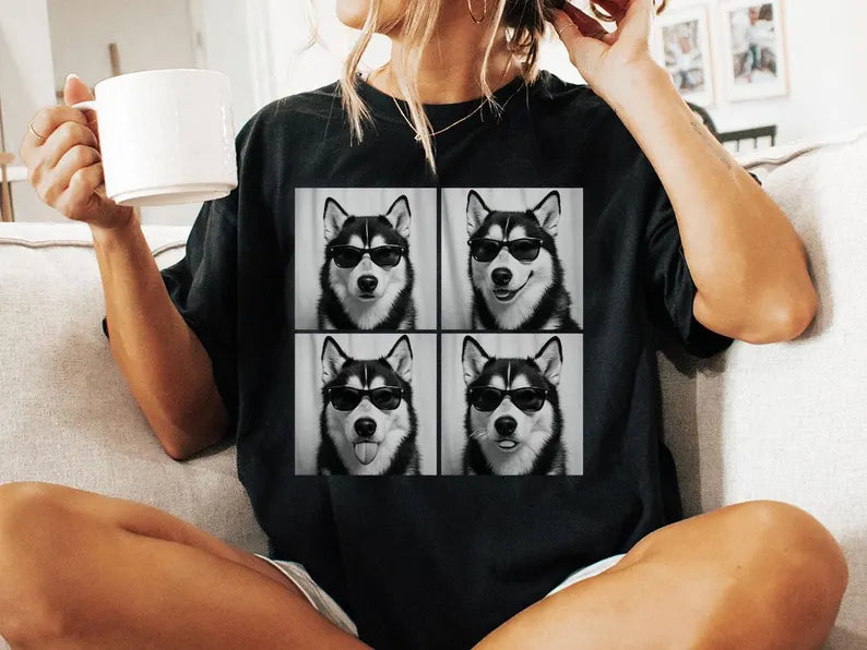Siberian Husky Shirt, Photobooth Huskies Dog Tshirt, Funny Dog Comfort Colors Shirt, Siberian Husky Lover Gifts, Dog Mom Gift