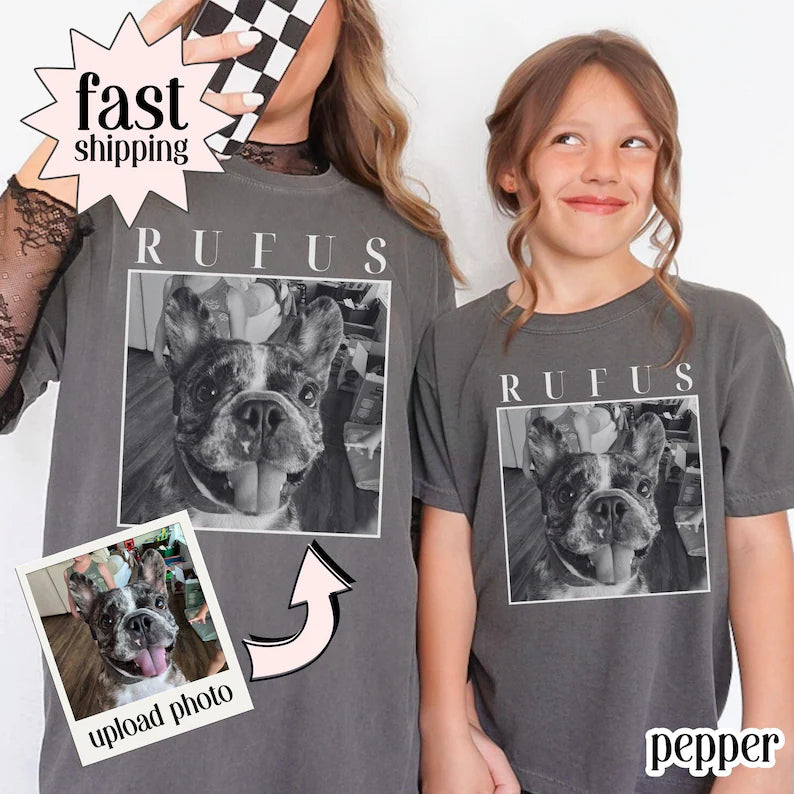Custom Pet Photo Comfort Colors Shirt Personalized Pet Shirt Dog Cat Picture Tshirt Dog Lover Gift Funny Cat TeePet Loss Memorial Gift