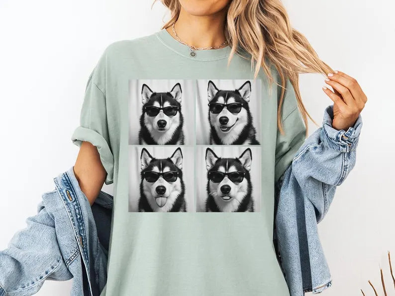 Siberian Husky Shirt, Photobooth Huskies Dog Tshirt, Funny Dog Comfort Colors Shirt, Siberian Husky Lover Gifts, Dog Mom Gift