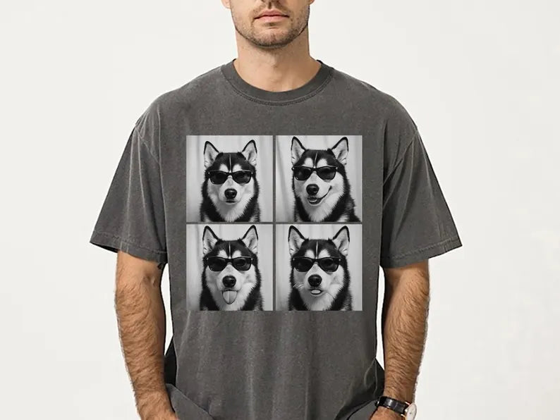 Siberian Husky Shirt, Photobooth Huskies Dog Tshirt, Funny Dog Comfort Colors Shirt, Siberian Husky Lover Gifts, Dog Mom Gift