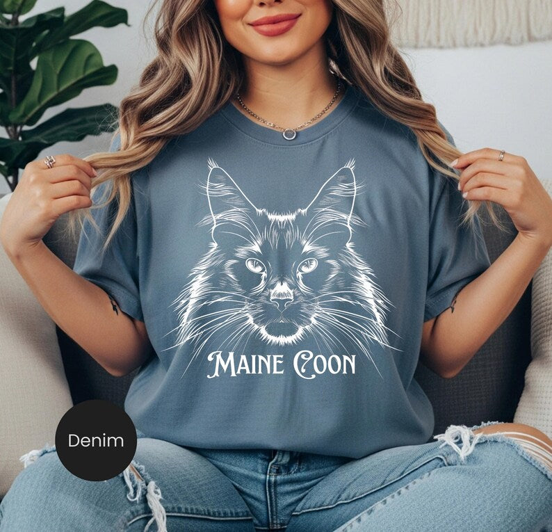 Maine Coon Shirt | Large Cat T-Shirt | Feline Graphic Tee | Pet Lover Gift | Big Fluffy Cat Comfort Colors Unisex Top