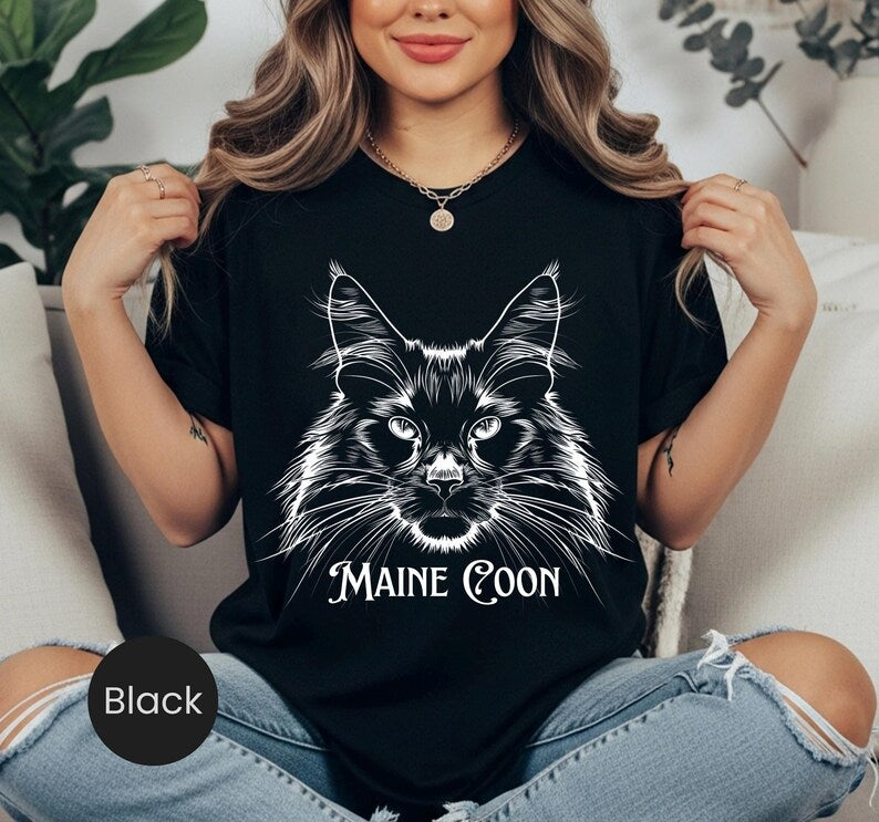 Maine Coon Shirt | Large Cat T-Shirt | Feline Graphic Tee | Pet Lover Gift | Big Fluffy Cat Comfort Colors Unisex Top