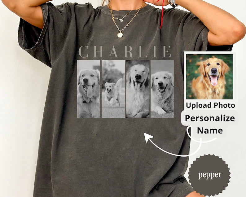 Custom Golden Retriever Shirt, Personalized Pet Photo Golden Retriever Lover Gift, Dog Mom Gift