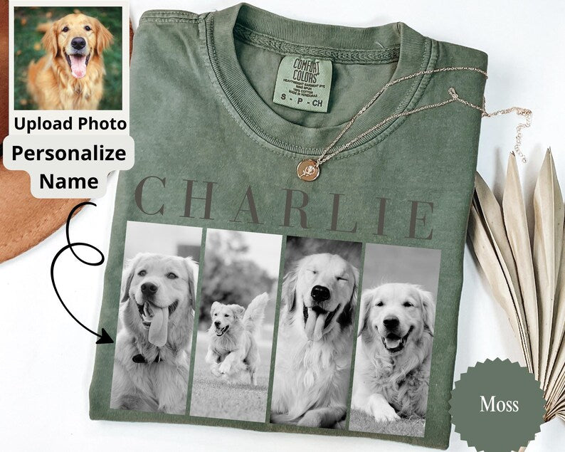 Custom Golden Retriever Shirt, Personalized Pet Photo Golden Retriever Lover Gift, Dog Mom Gift