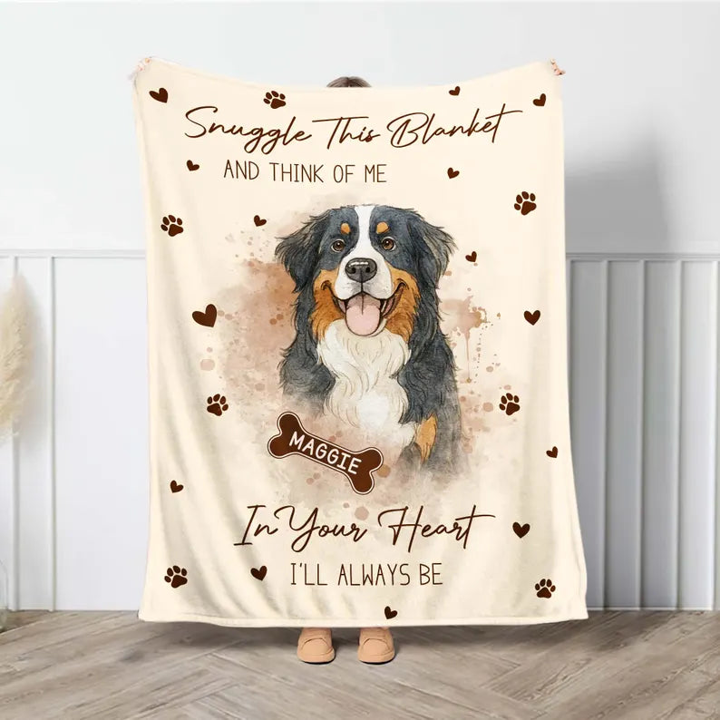 Personalized Dog Memorial Photo Blanket Gift, Dog Loss Pet Memory Gifts, Pet Loss Keepsake Remembrance Gift For Dog Mom Dad Bereavement Gift