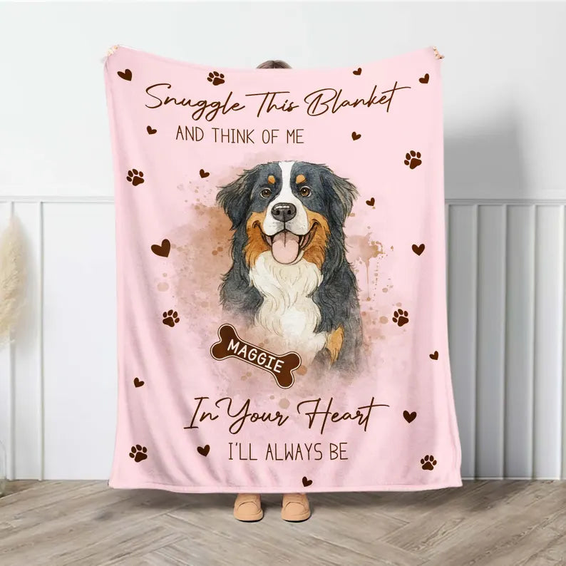 Personalized Dog Memorial Photo Blanket Gift, Dog Loss Pet Memory Gifts, Pet Loss Keepsake Remembrance Gift For Dog Mom Dad Bereavement Gift