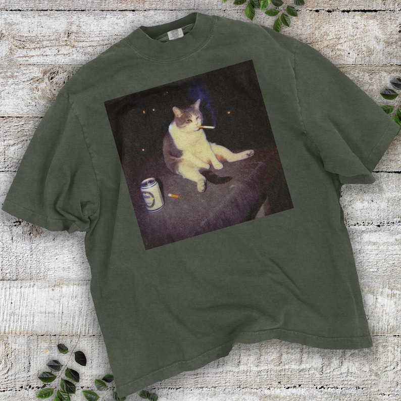 Funny Smoking Cat Meme Shirt, Cigarette Cat Shirt, Gen Z Joke Shirt, Stupid Brainrot Gift, Cat Lover Gift, Funny Kitty Tee, Cool Cat Shirt