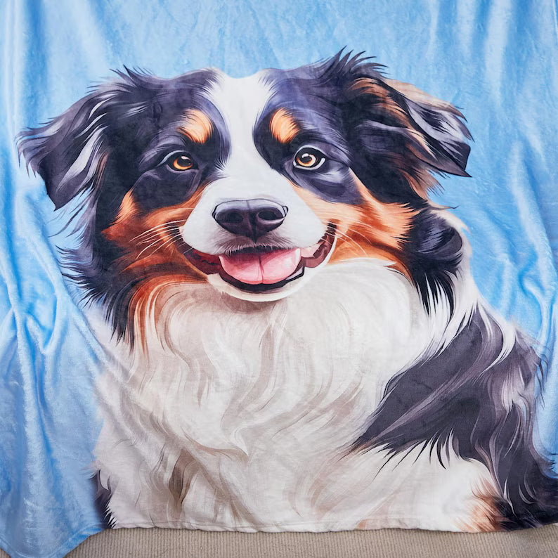 Personalized Pet Photo Blanket: Custom Fleece Dog/Cat Mom Gift Custom Dog Portrait Blanket Personalized Dog Blankets Cat Picture Blanket