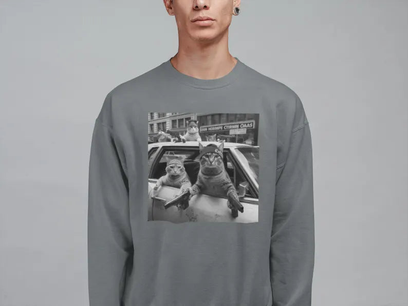 Funny Cat Gang Vinage T-shirt, Funny Graphic Tee, Meme Sweatshirt, Kitty Graphic Tee Gift, Cat Lover gift, Cute Cat crewneck