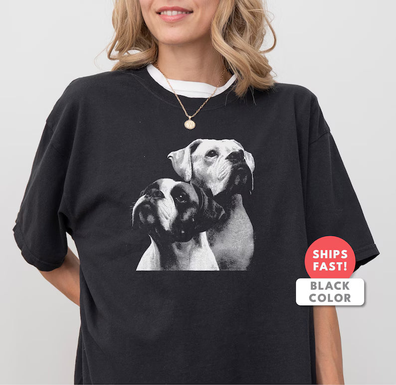 Comfort Colors Boxer Dog Graphic T-Shirt: Vintage Style