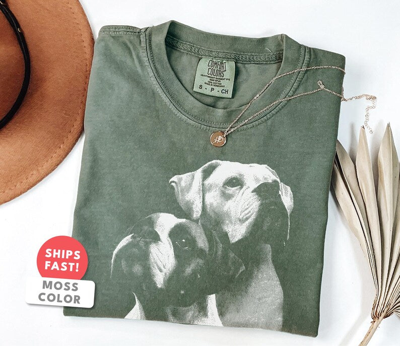 Comfort Colors Boxer Dog Graphic T-Shirt: Vintage Style