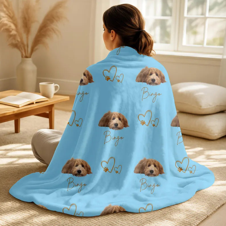 Pet Photo Blanket, Personalized Name, Soft Fleece or Sherpa