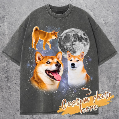Three Shiba Inu Moon Shirt, Shiba Dog Galaxy Tee, Cute Space Dog Top, Kawaii Shiba Gift, Cosmic Dog Tshirt for Shiba Lovers