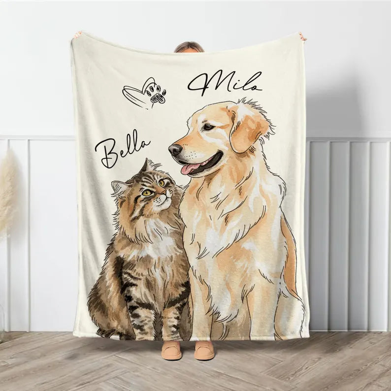 Personalized Pet Photo Blanket: Custom Fleece Dog/Cat Mom Gift Custom Dog Portrait Blanket Personalized Dog Blankets Cat Picture Blanket