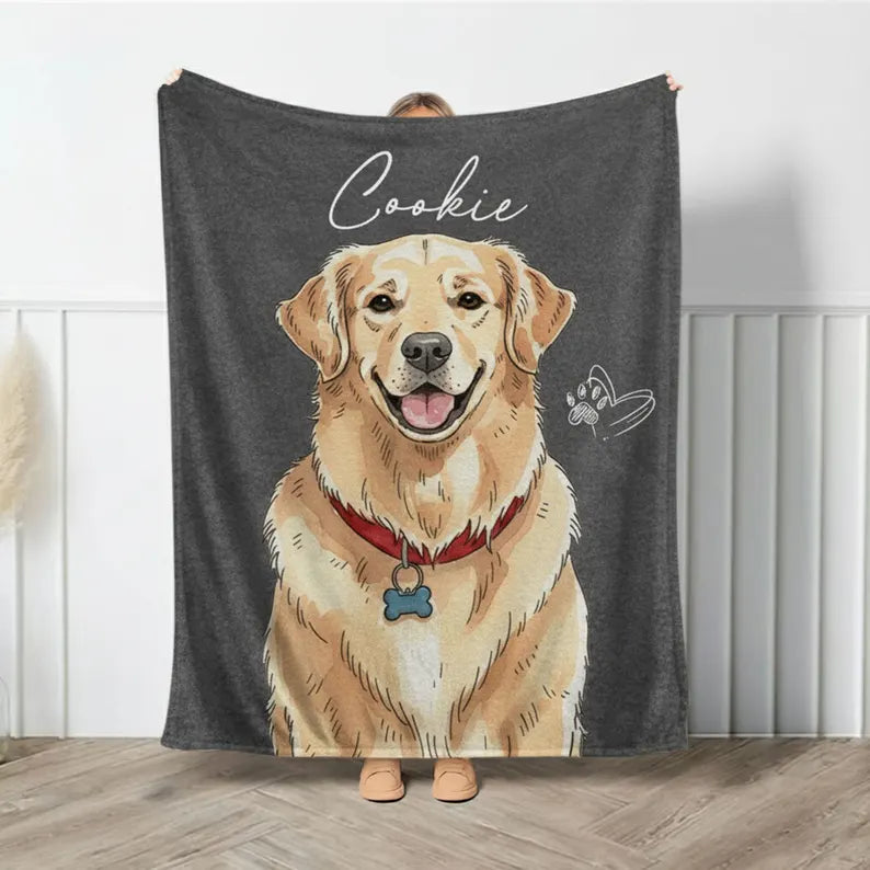 Personalized Pet Photo Blanket: Custom Fleece Dog/Cat Mom Gift Custom Dog Portrait Blanket Personalized Dog Blankets Cat Picture Blanket