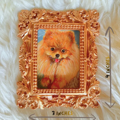Hand-Painted Pet Portrait From Photo - Personalized Acrylic Dog Painting In Ornate Mini Frame - Pet Lover Gift