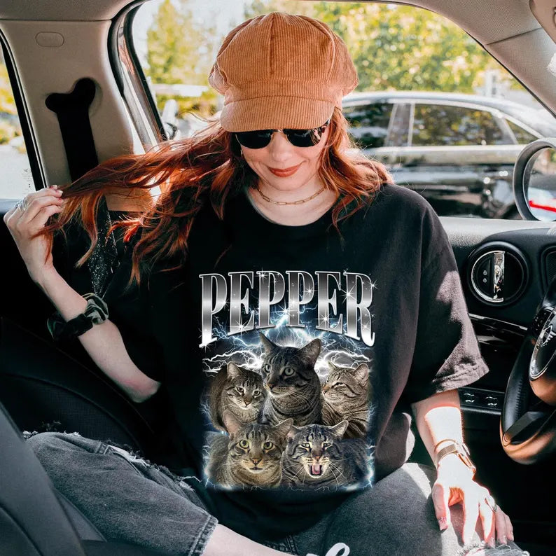 Custom Pet Bootleg Shirt, Custom Photo Retro Cat Bootleg Comfort Color Shirt, CUSTOM Your Own Bootleg Idea Here,Pet Photo Shirt,Cat Mom Gift