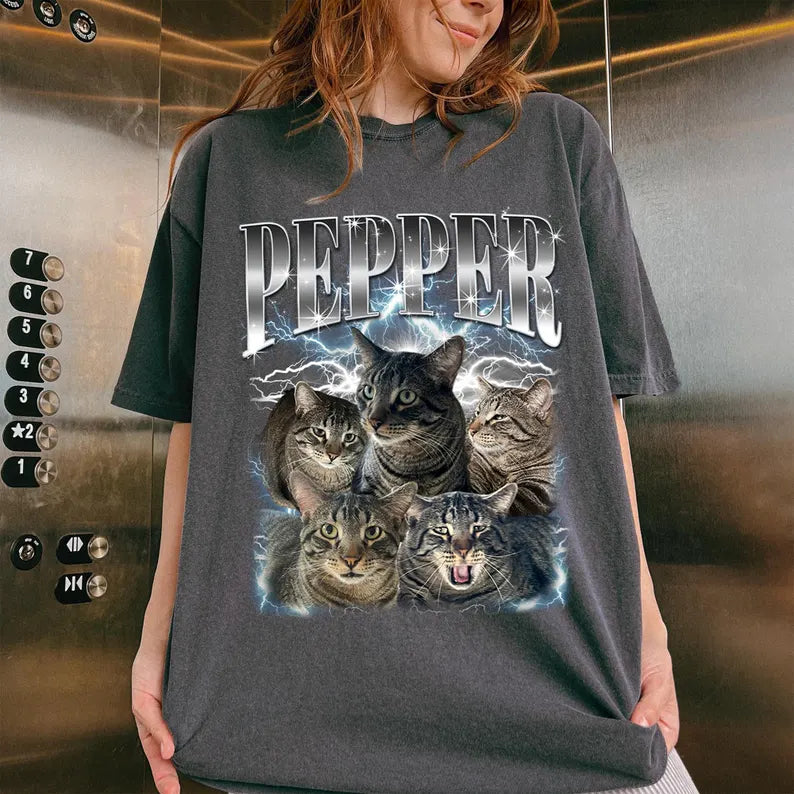 Custom Pet Bootleg Shirt, Custom Photo Retro Cat Bootleg Comfort Color Shirt, CUSTOM Your Own Bootleg Idea Here,Pet Photo Shirt,Cat Mom Gift