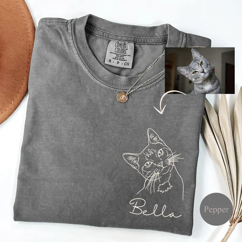 Custom Pet Face , Personalised Pet Photo Shirt, Custom Portrait Pet Shirt, Dog Lover Gift, Cat Lover Gift, Pet Memorial Gift Sweatshirt
