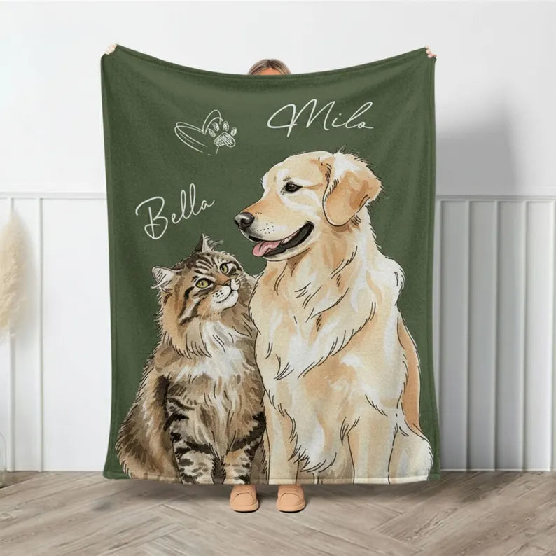 Personalized Pet Photo Blanket: Custom Fleece Dog/Cat Mom Gift Custom Dog Portrait Blanket Personalized Dog Blankets Cat Picture Blanket