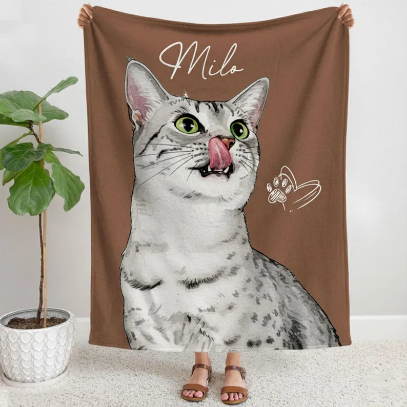 Personalized Pet Photo Blanket: Custom Fleece Dog/Cat Mom Gift Custom Dog Portrait Blanket Personalized Dog Blankets Cat Picture Blanket