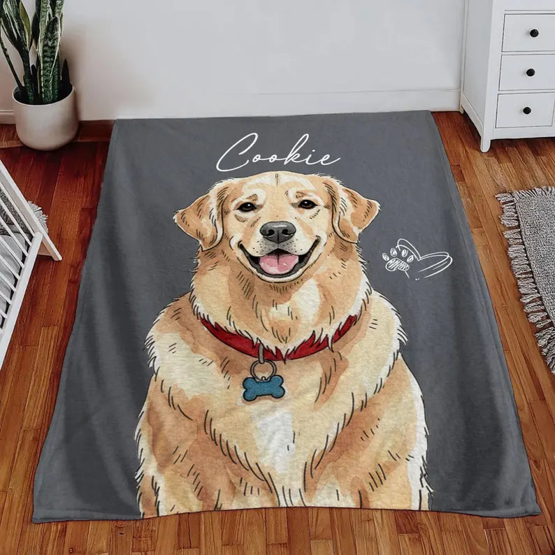 Personalized Pet Photo Blanket: Custom Fleece Dog/Cat Mom Gift Custom Dog Portrait Blanket Personalized Dog Blankets Cat Picture Blanket