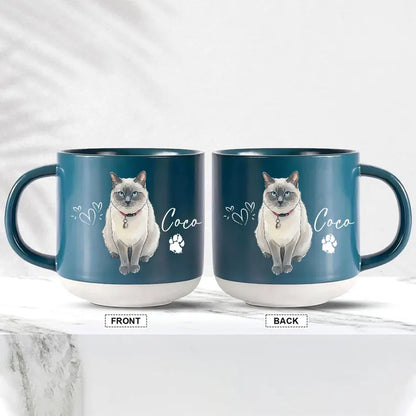 Personalized Watercolor Photo Pet Pottery Mug, Pet Portrait Coffee Cup Gift For Cat Dog Lovers, Custom Dog Remembrance Gifts, Cat Mugs