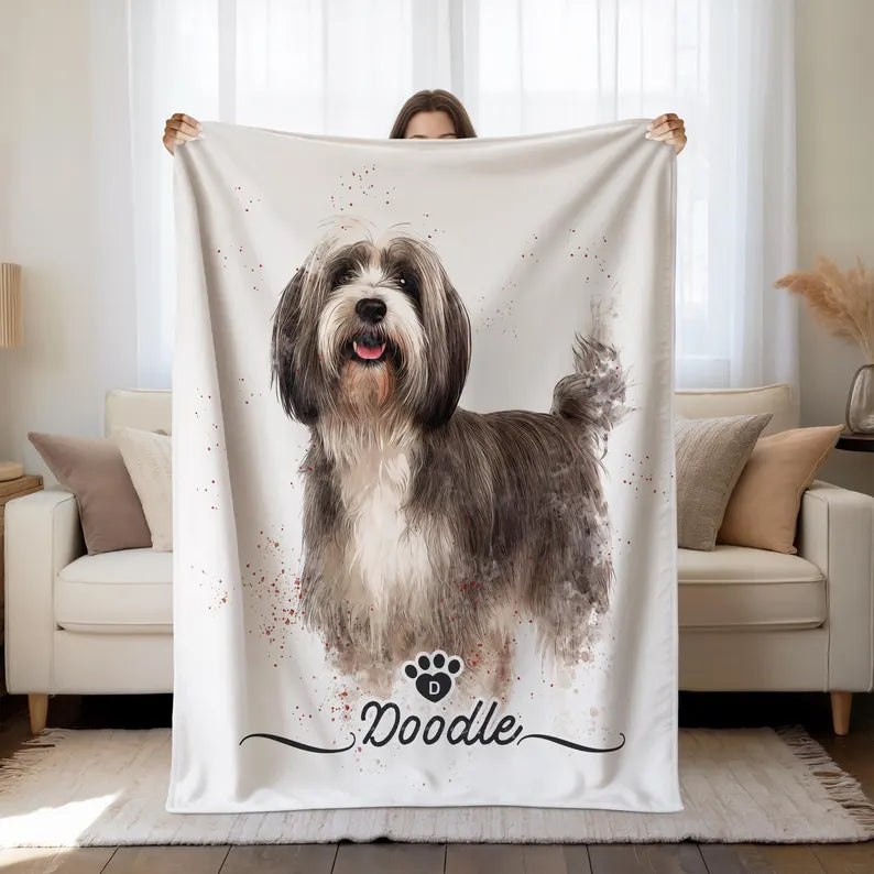 Custom Pet Photo Blanket, Personalized Pet Portrait, Dog Cat Picture Blanket, Custom Name Pet Blanket, Pet Owner Gift, Dog Dad Gift, Cat Mom