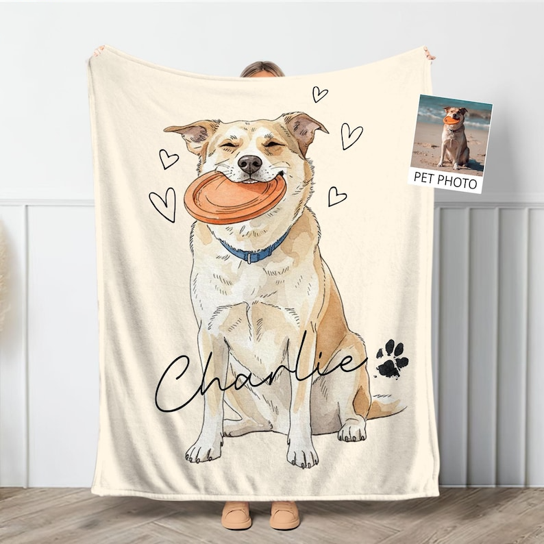 Personalized  Pet Photo Blanket, Pet Portrait Throws Blanket For Dog Mom Dad,Pet Remembrance Gift,Pet Keepsake,Gift For Pet Lovers