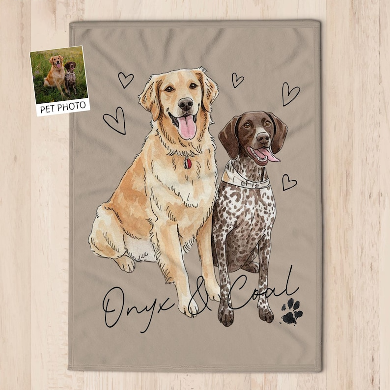 Personalized  Pet Photo Blanket, Pet Portrait Throws Blanket For Dog Mom Dad,Pet Remembrance Gift,Pet Keepsake,Gift For Pet Lovers