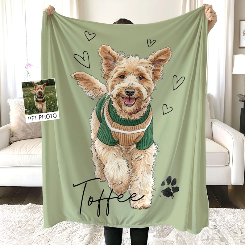 Personalized  Pet Photo Blanket, Pet Portrait Throws Blanket For Dog Mom Dad,Pet Remembrance Gift,Pet Keepsake,Gift For Pet Lovers