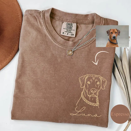 Custom Pet Face Line Art Shirt With Name - Personalized Dog Or Cat Portrait Tee - Gift For Pet Lovers