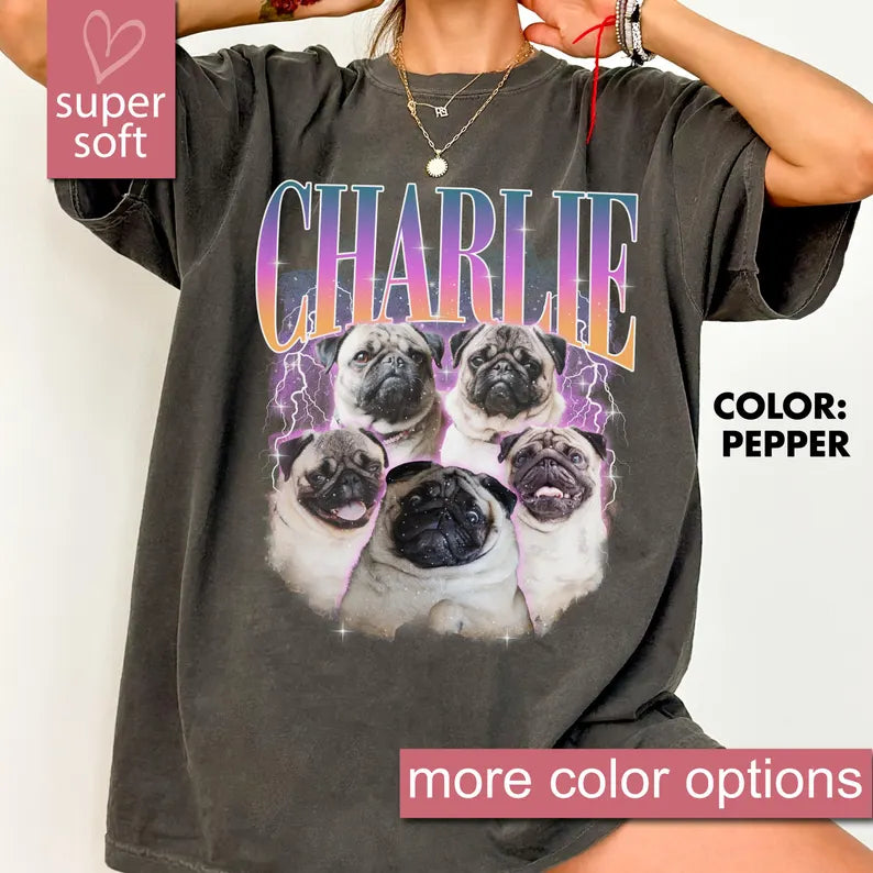 Comfort Colors® Custom Pug Shirt - Personalized Dog Tee, Gifts for Pug Moms & Pug Lovers, Pug Bootleg Shirt