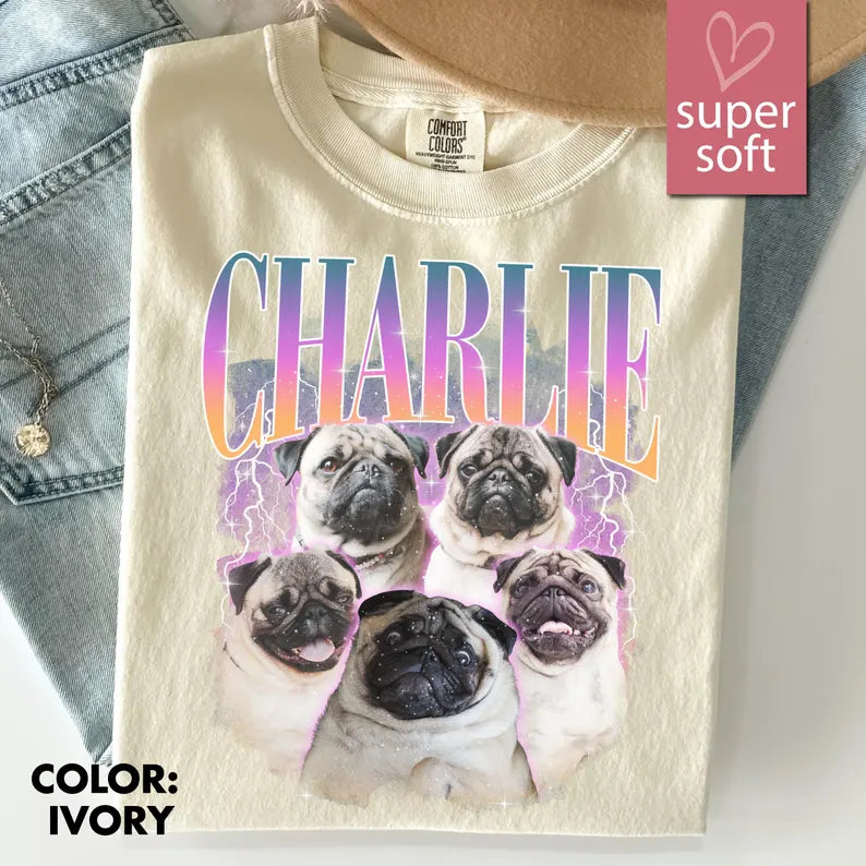 Comfort Colors® Custom Pug Shirt - Personalized Dog Tee, Gifts for Pug Moms & Pug Lovers, Pug Bootleg Shirt