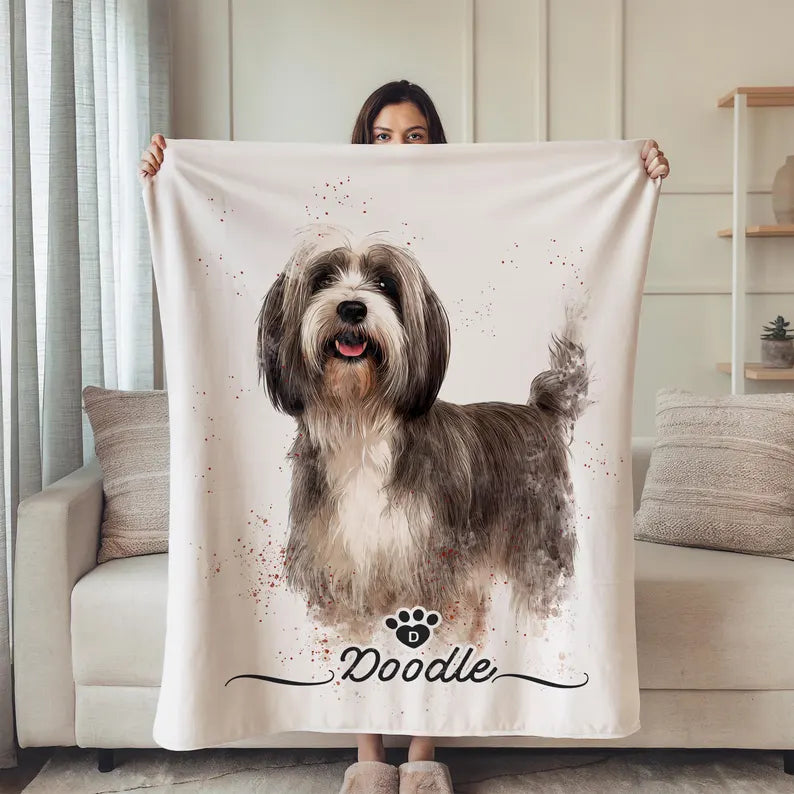 Custom Pet Photo Blanket, Personalized Pet Portrait, Dog Cat Picture Blanket, Custom Name Pet Blanket, Pet Owner Gift, Dog Dad Gift, Cat Mom