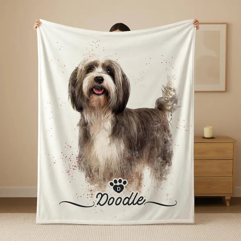 Custom Pet Photo Blanket, Personalized Pet Portrait, Dog Cat Picture Blanket, Custom Name Pet Blanket, Pet Owner Gift, Dog Dad Gift, Cat Mom