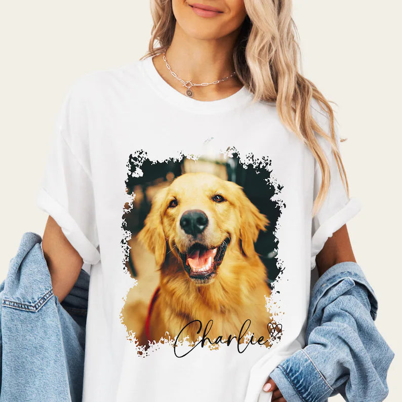 Comfort Colors® Custom Pet Photo Shirt, Personalized Pet Gift for Owners, Custom Dog Photo Shirt, Custom Pet Picture Gifts, Dog Mom Tee