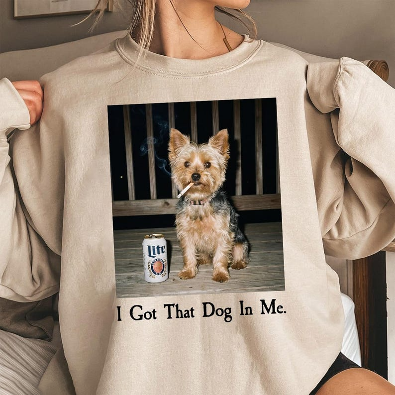 Custom Pet Photo Shirt, Personalized I Got That Dog In Me, Ironic Dog Smoking Shirt, Vintage Graphic T-Shirt, Sarcastic Dog Dad Gift