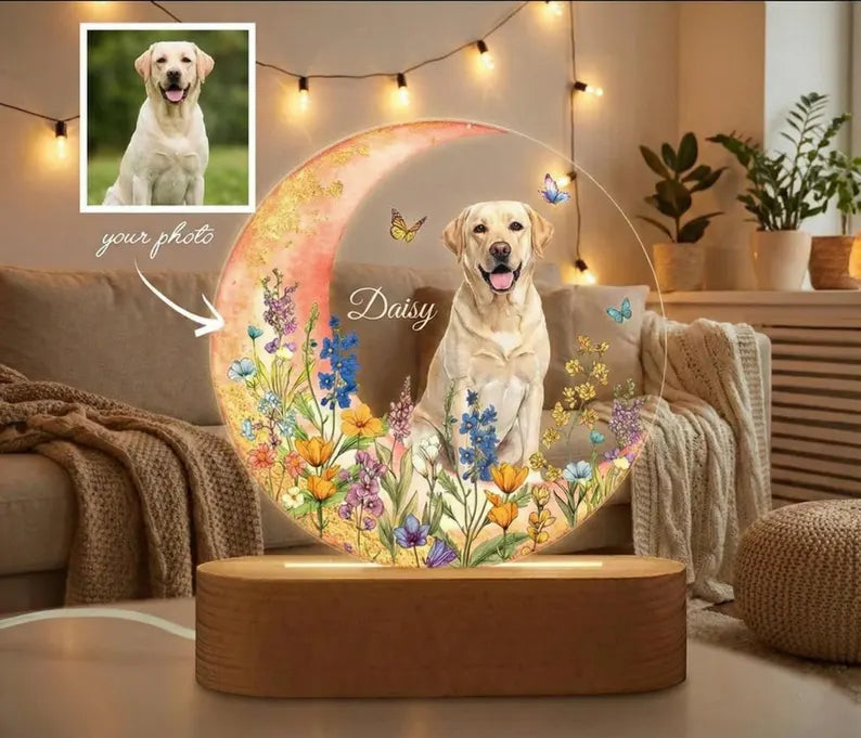 Pet Memorial Plaque,Pet LED Night Light,Custom Photo Pet Lover Night Light,Dog Keepsake Sign,Pet Loss Light Up Sign