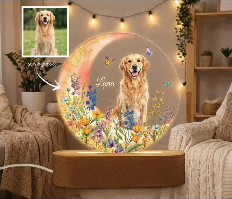 Pet Memorial Plaque,Pet LED Night Light,Custom Photo Pet Lover Night Light,Dog Keepsake Sign,Pet Loss Light Up Sign