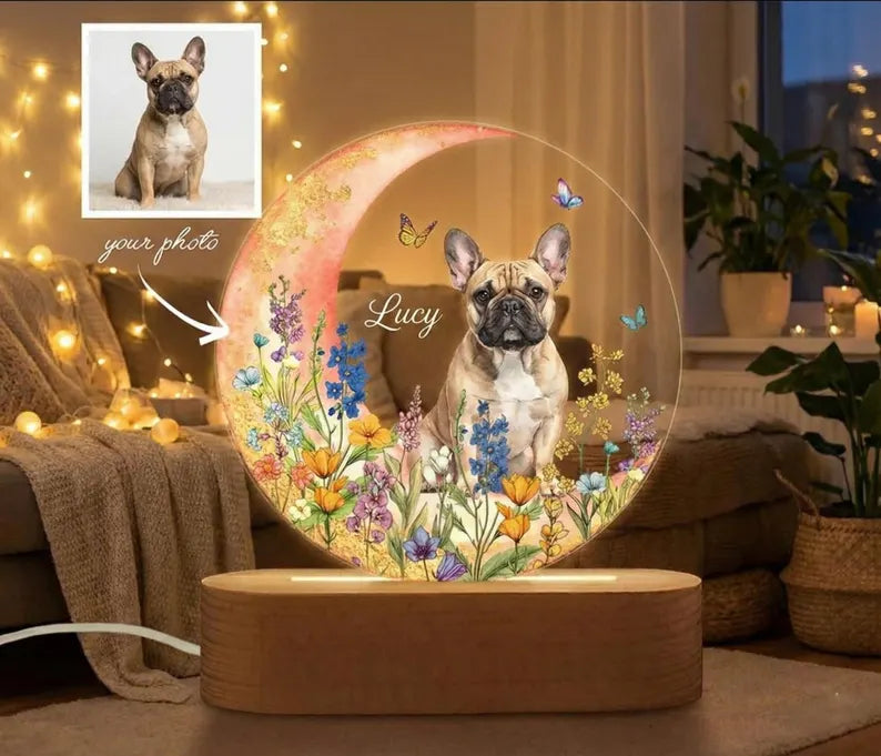 Pet Memorial Plaque,Pet LED Night Light,Custom Photo Pet Lover Night Light,Dog Keepsake Sign,Pet Loss Light Up Sign