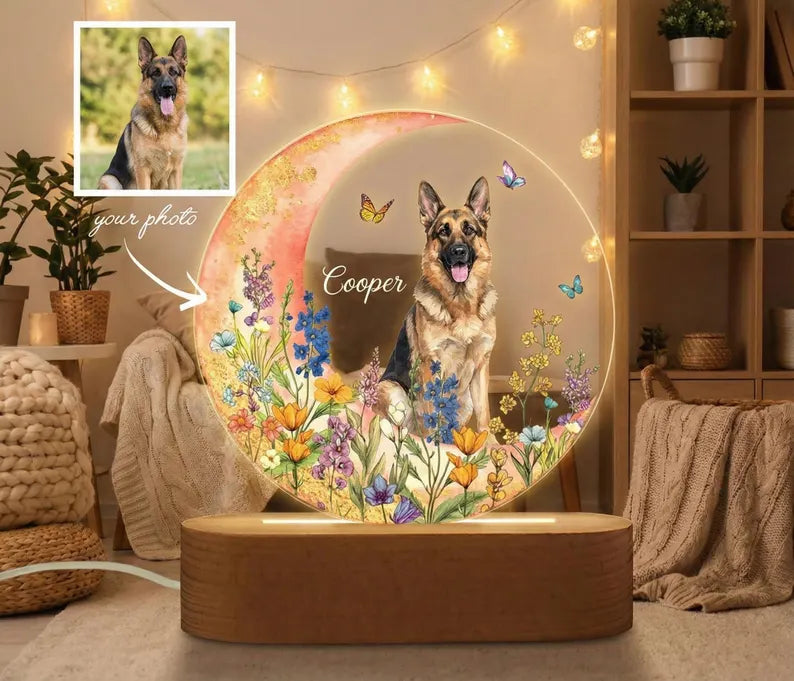 Pet Memorial Plaque,Pet LED Night Light,Custom Photo Pet Lover Night Light,Dog Keepsake Sign,Pet Loss Light Up Sign