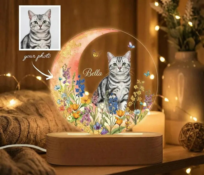Pet Memorial Plaque,Pet LED Night Light,Custom Photo Pet Lover Night Light,Dog Keepsake Sign,Pet Loss Light Up Sign