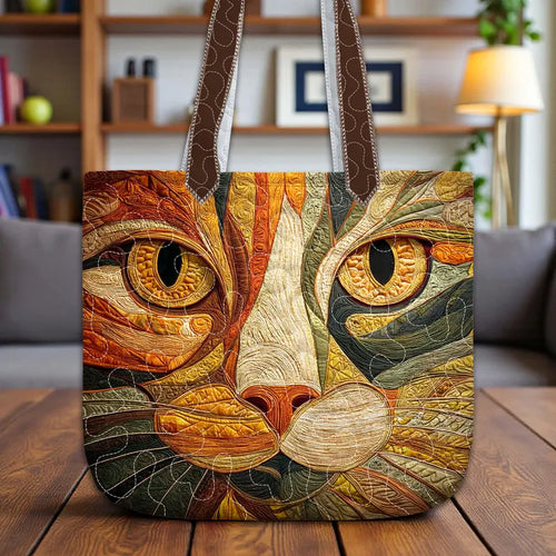 Cat Art Quilt Tote Bag, Cat Lover Gift, Quilt Tote Bag Gift for Cat Mom, Animal Lover Gift, Bags Gift For Cat Lover, Pet Lover Gift
