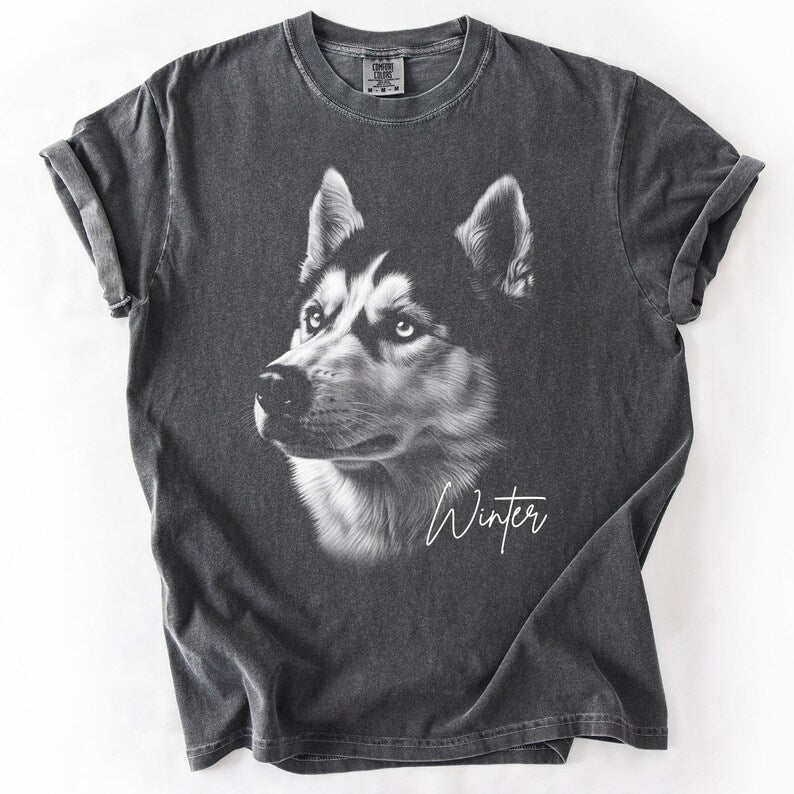 Custom Siberian Husky Shirt, Personalized Husky Portrait Tee