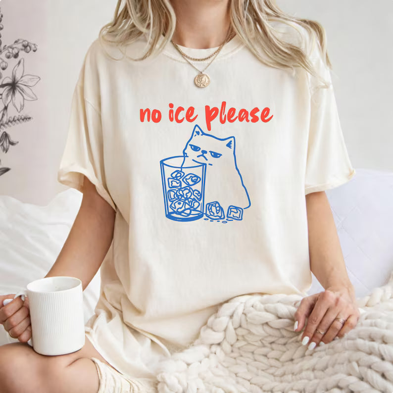 No Ice Shirt with Cat, Pro Immigration Tee, Social Justice, Feminist Top, Comfort Colors T-Shirt